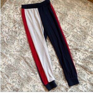 Red white and blue fashion nova straight leg banded bottom sweats
